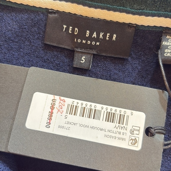 NWT Ted Baker Long Sleeve Button Through Navy Wool Jacket sz M - Picture 8 of 10